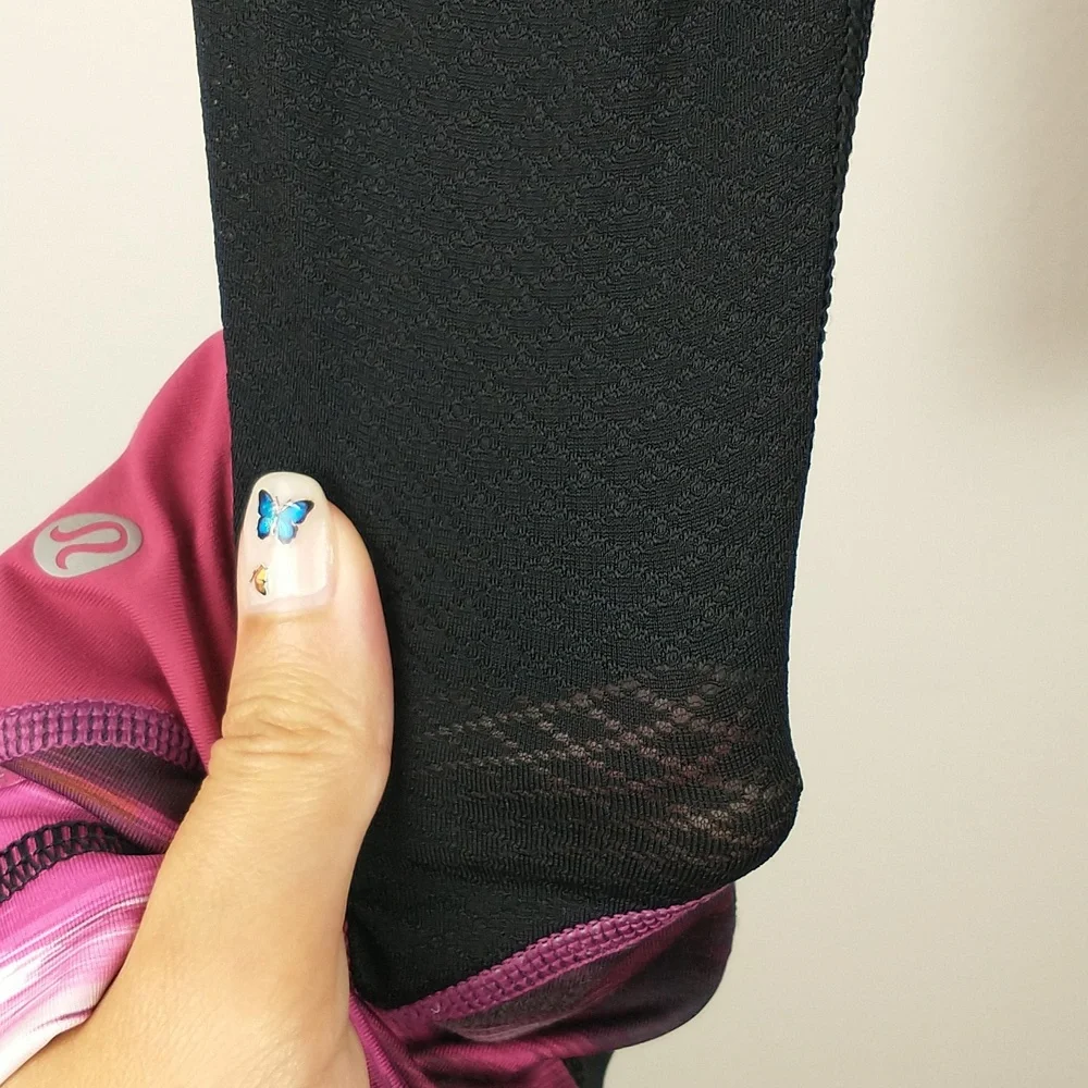 Lululemon Pace Rival Crop Leggings 2 Mesh Luxtreme Black Pigment Wind Berry